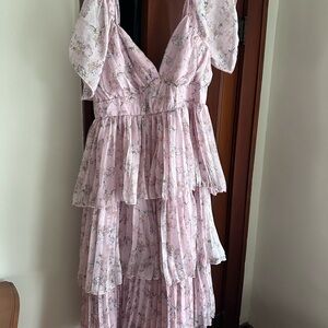 Lulu’s Brand New Floral Pink Tiered Dress